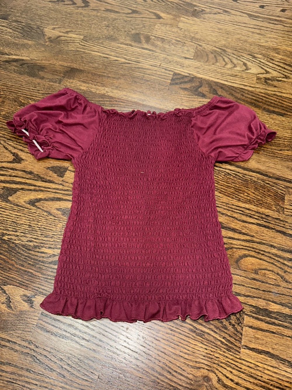 Rue21 Burgundy Smocked Puff Sleeve Crop Top